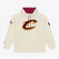 Cleveland Cavaliers Mitchell & Ness Cream Hardwood Classics Chainstitch Premium Fleece Hoodie