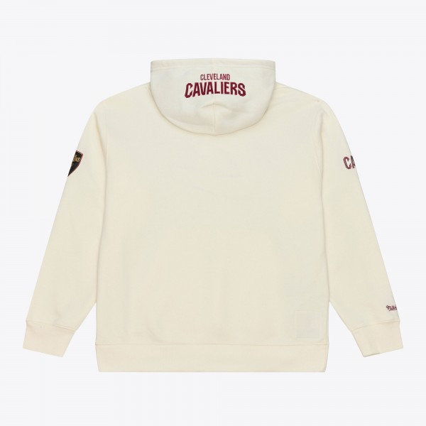 Cleveland Cavaliers Mitchell & Ness Cream Hardwood Classics Chainstitch Premium Fleece Hoodie
