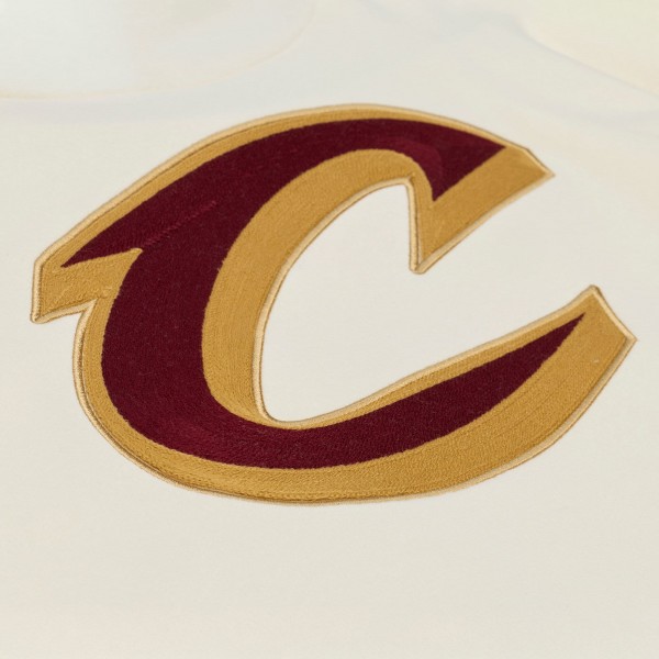 Cleveland Cavaliers Mitchell & Ness Cream Hardwood Classics Chainstitch Premium Fleece Hoodie