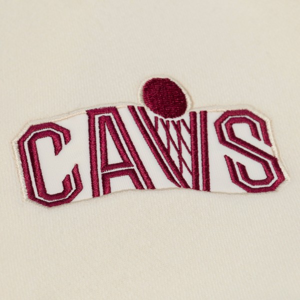Cleveland Cavaliers Mitchell & Ness Cream Hardwood Classics Chainstitch Premium Fleece Hoodie