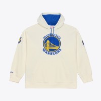 Golden State Warriors Mitchell & Ness Cream Hardwood Classics Chainstitch Premium Fleece Hoodie