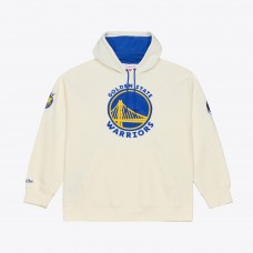 Golden State Warriors Mitchell & Ness Cream Hardwood Classics Chainstitch Premium Fleece Hoodie