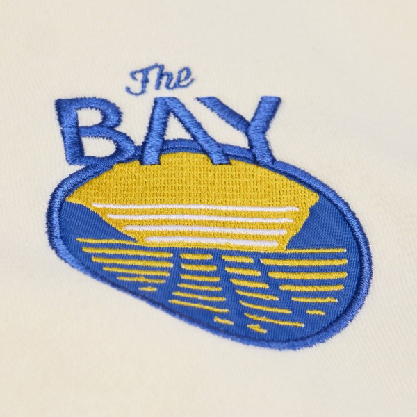 Golden State Warriors Mitchell & Ness Cream Hardwood Classics Chainstitch Premium Fleece Hoodie