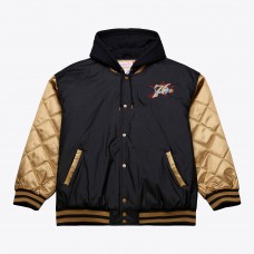 Philadelphia 76ers Mitchell & Ness Black Hardwood Classics 76 Originals Collection Fushion Full-Snap Hoodie Jacket