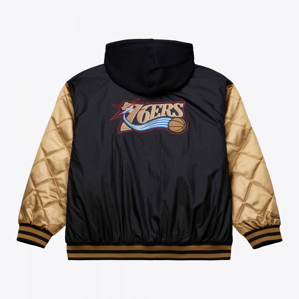 Philadelphia 76ers Mitchell & Ness Black Hardwood Classics 76 Originals Collection Fushion Full-Snap Hoodie Jacket