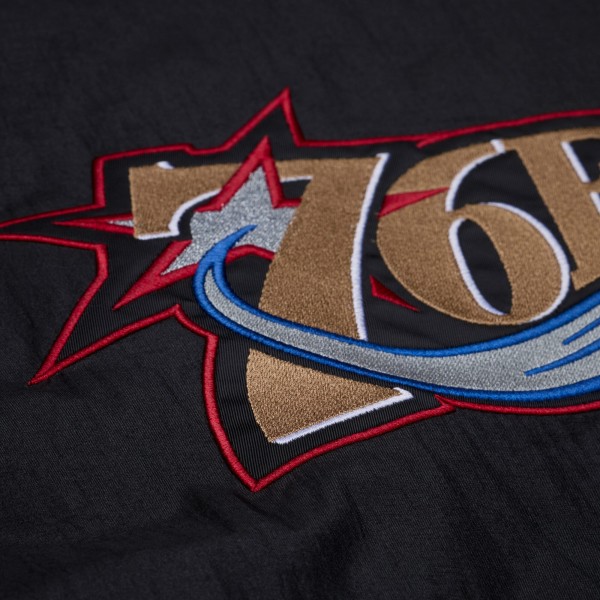 Philadelphia 76ers Mitchell & Ness Black Hardwood Classics 76 Originals Collection Fushion Full-Snap Hoodie Jacket