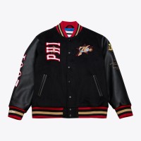 Philadelphia 76ers Mitchell & Ness Black Hardwood Classics 76 Originals Collection Varsity Full-Snap Jacket