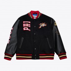 Philadelphia 76ers Mitchell & Ness Black Hardwood Classics 76 Originals Collection Varsity Full-Snap Jacket