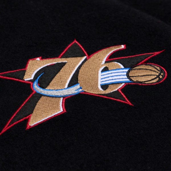 Philadelphia 76ers Mitchell & Ness Black Hardwood Classics 76 Originals Collection Varsity Full-Snap Jacket