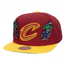 Cleveland Cavaliers Mitchell & Ness x Billie Eilish Wine/Gold Hardwood Classics Patch Snapback Hat