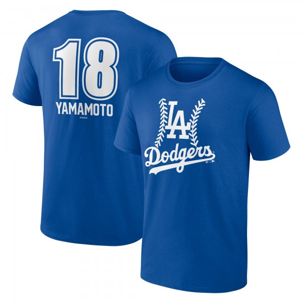 Los Angeles Dodgers Yoshinobu Yamamoto Royal Fastball Player Name & Number T-Shirt