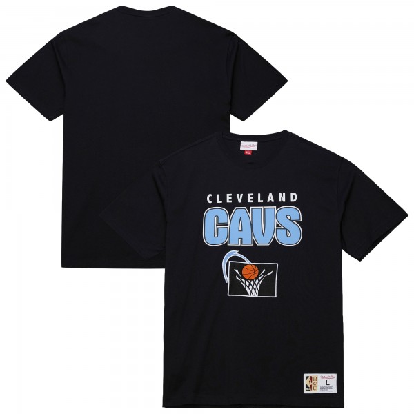 Cleveland Cavaliers Mitchell & Ness Black Hardwood Classics Throw It Back Premium T-Shirt