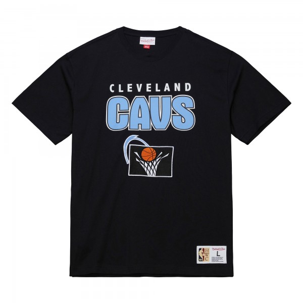 Cleveland Cavaliers Mitchell & Ness Black Hardwood Classics Throw It Back Premium T-Shirt