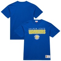 Golden State Warriors Mitchell & Ness Royal Hardwood Classics Throw It Back Premium T-Shirt