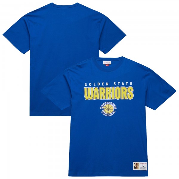 Golden State Warriors Mitchell & Ness Royal Hardwood Classics Throw It Back Premium T-Shirt