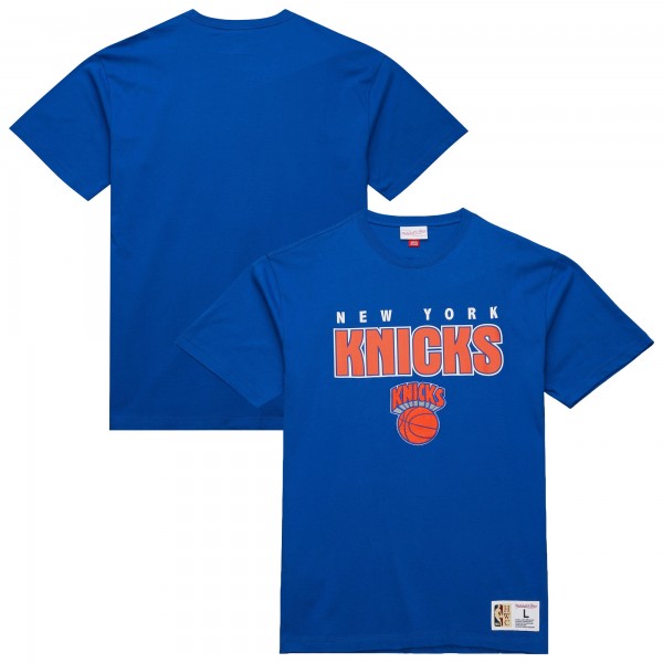 New York Knicks Mitchell & Ness Blue Hardwood Classics Throw It Back Premium T-Shirt