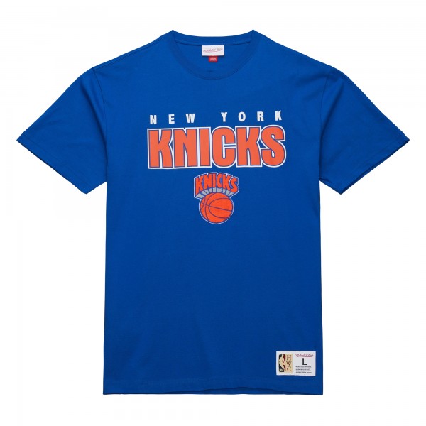 New York Knicks Mitchell & Ness Blue Hardwood Classics Throw It Back Premium T-Shirt