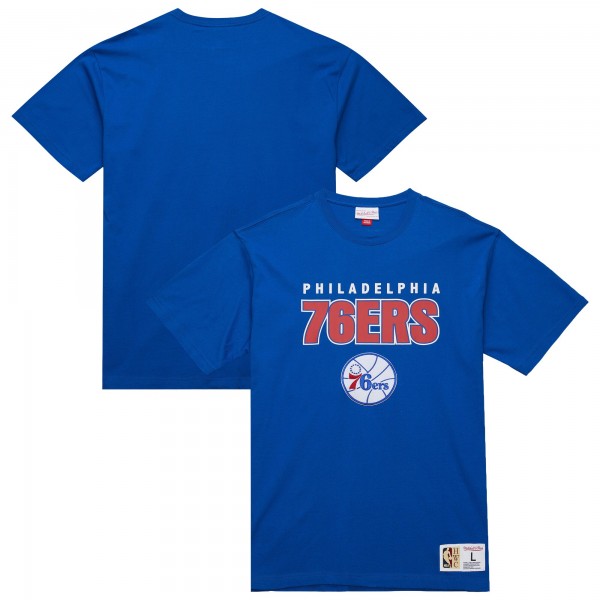 Philadelphia 76ers Mitchell & Ness Royal Hardwood Classics Throw It Back Premium T-Shirt