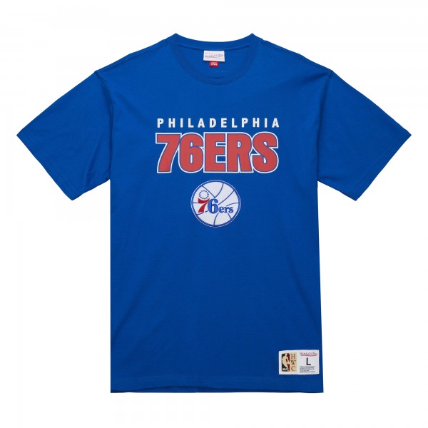 Philadelphia 76ers Mitchell & Ness Royal Hardwood Classics Throw It Back Premium T-Shirt