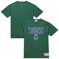 Milwaukee Bucks Mitchell & Ness Green Hardwood Classics Throw It Back Premium T-Shirt