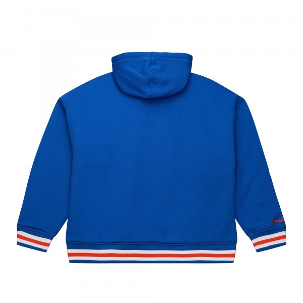 New York Knicks Mitchell & Ness Blue Throw It Back Quilted Fleece Quarter-Zip Hoodie