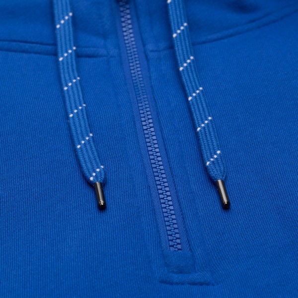 New York Knicks Mitchell & Ness Blue Throw It Back Quilted Fleece Quarter-Zip Hoodie