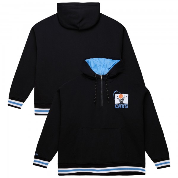 Cleveland Cavaliers Mitchell & Ness Black Throw It Back Quilted Fleece Quarter-Zip Hoodie