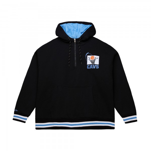 Cleveland Cavaliers Mitchell & Ness Black Throw It Back Quilted Fleece Quarter-Zip Hoodie
