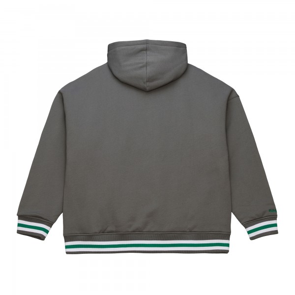 Milwaukee Bucks Mitchell & Ness Gray Throw It Back Quilted Fleece Quarter-Zip Hoodie