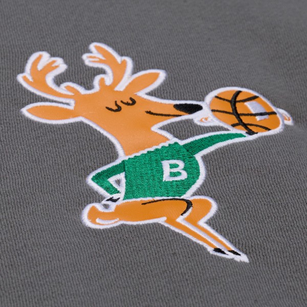 Milwaukee Bucks Mitchell & Ness Gray Throw It Back Quilted Fleece Quarter-Zip Hoodie