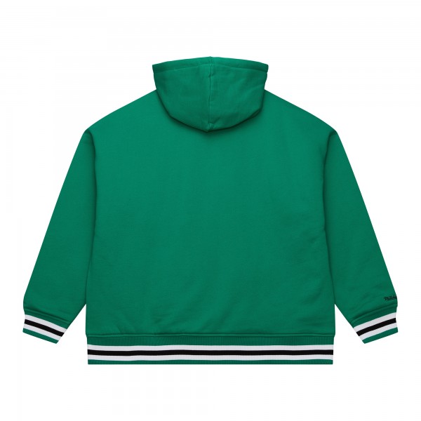Boston Celtics Mitchell & Ness Green Throw It Back Quilted Fleece Quarter-Zip Hoodie