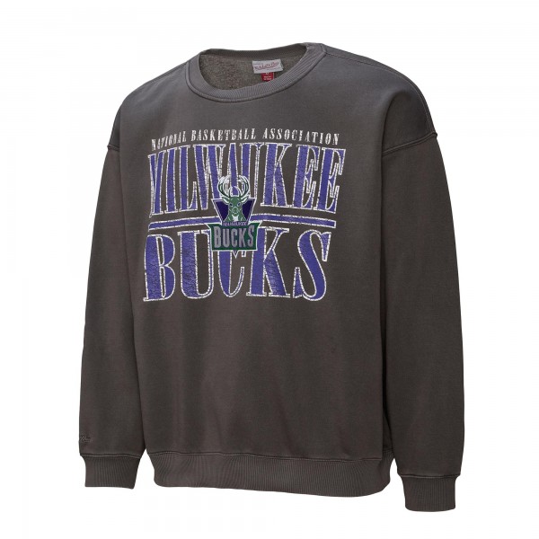Milwaukee Bucks Mitchell & Ness Black NBA Downtown Collection Fleece Sweatshirt
