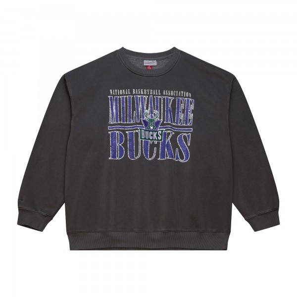 Milwaukee Bucks Mitchell & Ness Black NBA Downtown Collection Fleece Sweatshirt