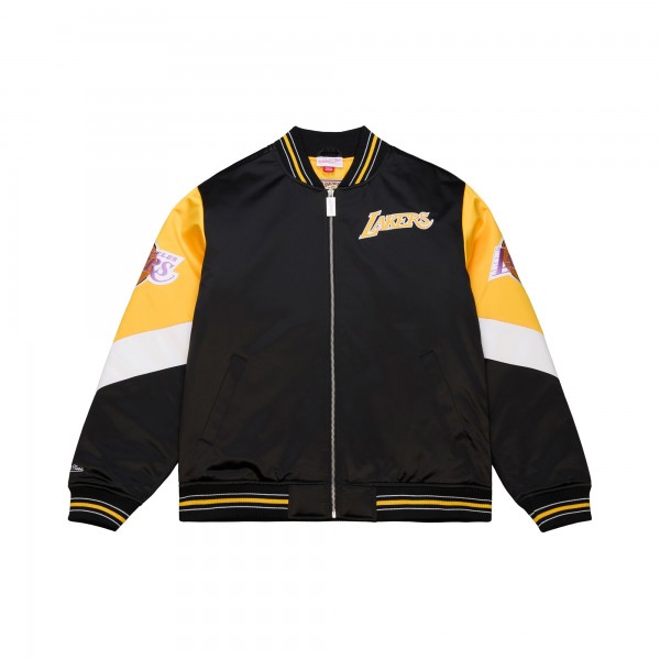 Los Angeles Lakers Mitchell & Ness Black Throw It Back Heavyweight Full-Zip Satin Jacket