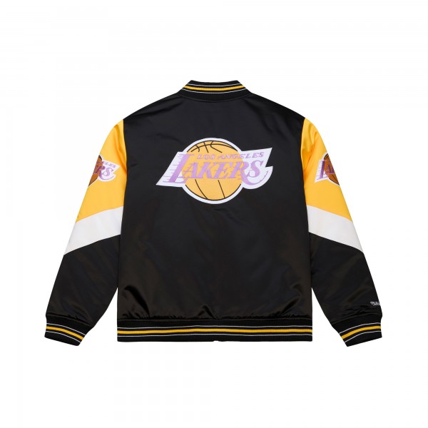 Los Angeles Lakers Mitchell & Ness Black Throw It Back Heavyweight Full-Zip Satin Jacket