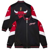 Chicago Bulls Mitchell & Ness Black Throw It Back Heavyweight Full-Zip Satin Jacket