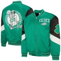 Boston Celtics Mitchell & Ness Green Throw It Back Heavyweight Full-Zip Satin Jacket