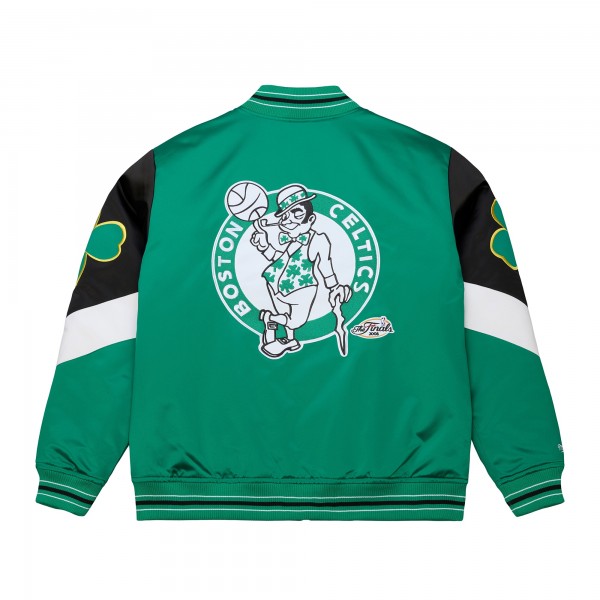 Boston Celtics Mitchell & Ness Green Throw It Back Heavyweight Full-Zip Satin Jacket