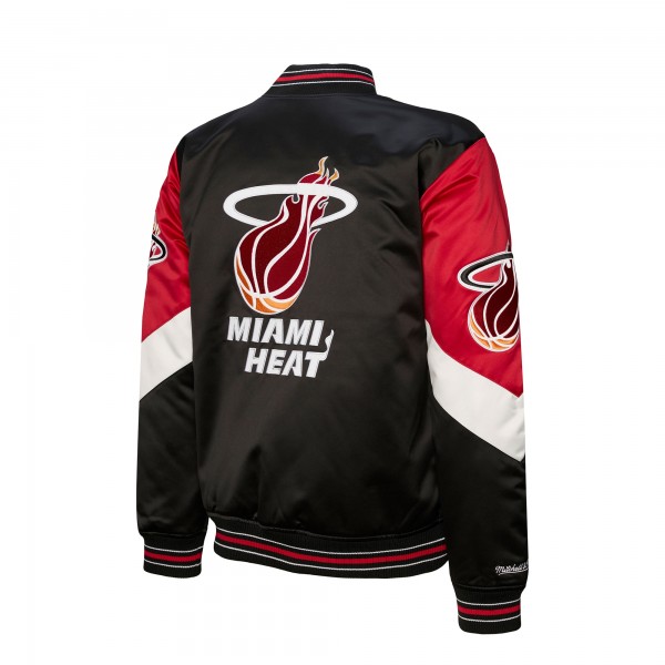 Miami Heat Mitchell & Ness Black Throw It Back Heavyweight Full-Zip Satin Jacket