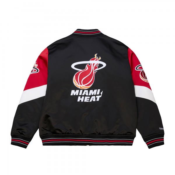 Miami Heat Mitchell & Ness Black Throw It Back Heavyweight Full-Zip Satin Jacket