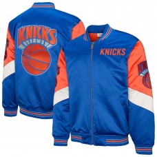New York Knicks Mitchell & Ness Blue Throw It Back Heavyweight Full-Zip Satin Jacket