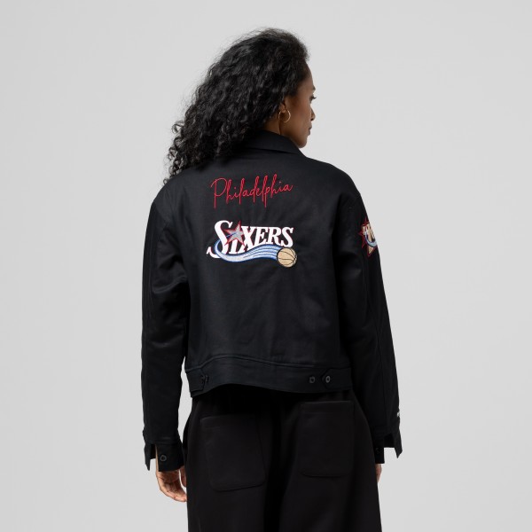 Женская Philadelphia 76ers Mitchell & Ness Black Full-Zip Mechanic Jacket