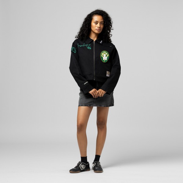 Женская Boston Celtics Mitchell & Ness Black Full-Zip Mechanic Jacket