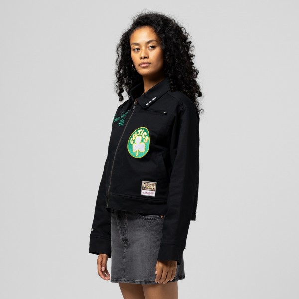 Женская Boston Celtics Mitchell & Ness Black Full-Zip Mechanic Jacket