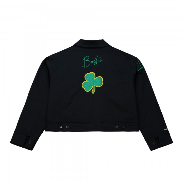Женская Boston Celtics Mitchell & Ness Black Full-Zip Mechanic Jacket