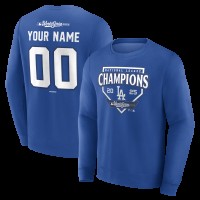 Los Angeles Dodgers Royal 2025 National League Champions Custom Name & Number Sweatshirt