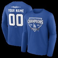 Los Angeles Dodgers Royal 2025 National League Champions Custom Name & Number Long Sleeve T-Shirt