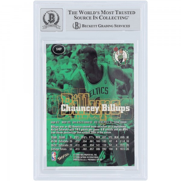 Chauncey Billups Boston Celtics Autographed 1997-98 Skybox Premium #147 Beckett Fanatics Witnessed Authenticated 10 Rookie Card