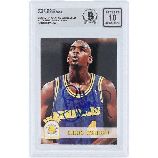 Chris Webber Golden State Warriors Autographed 1993-94 Skybox NBA Hoops #341 Beckett Fanatics Witnessed Authenticated 10 Rookie Card