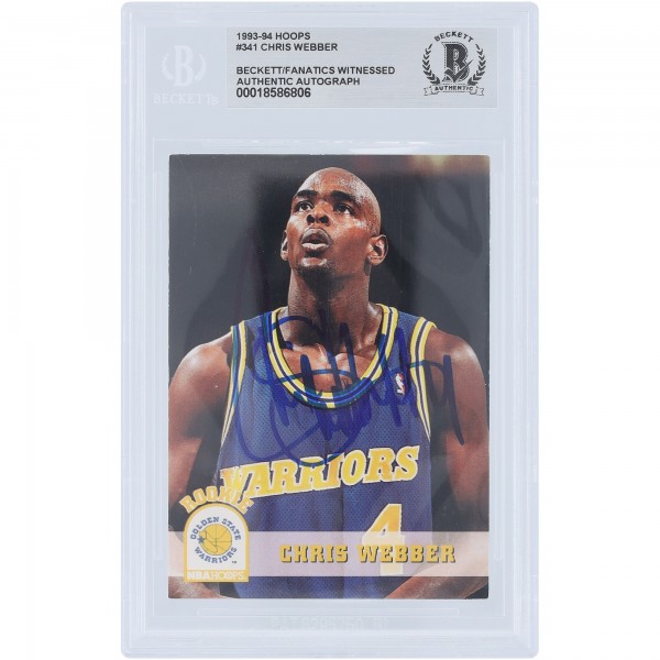 Chris Webber Golden State Warriors Autographed 1993-94 Skybox NBA Hoops #341 Beckett Fanatics Witnessed Authenticated Rookie Card